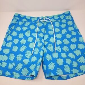 Bonobos Banzai Swim Trunks Men's Size 32 Scribble‎ Print Teal